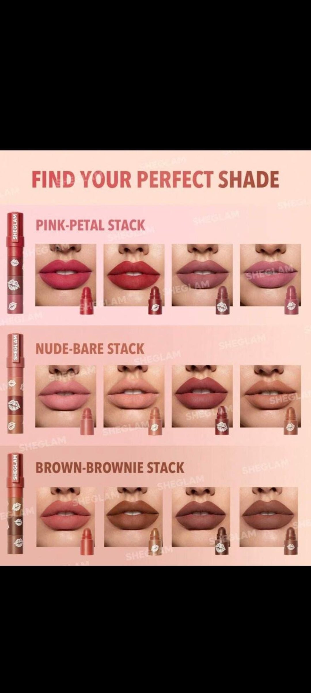 Sheglam 4 in 1 mini lip stacks