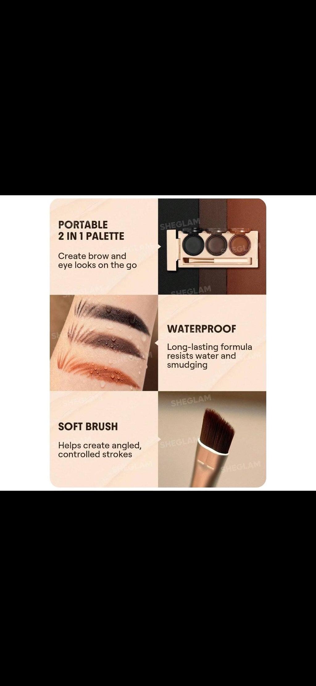 Sheglam 2 in 1 eyeliner ans eyebrow gel palette