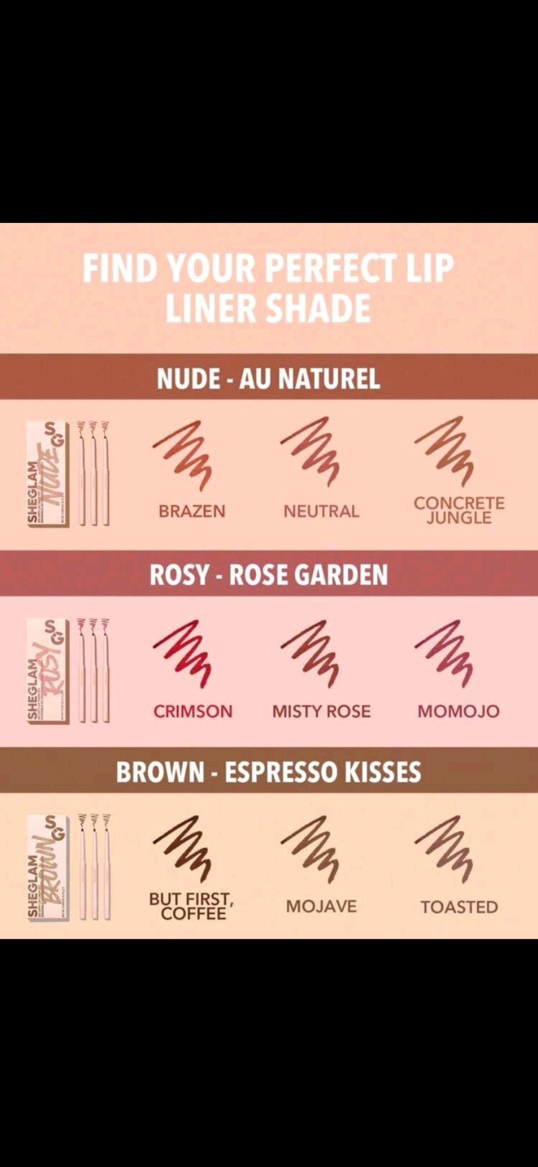 Sheglam Matte lip liner set