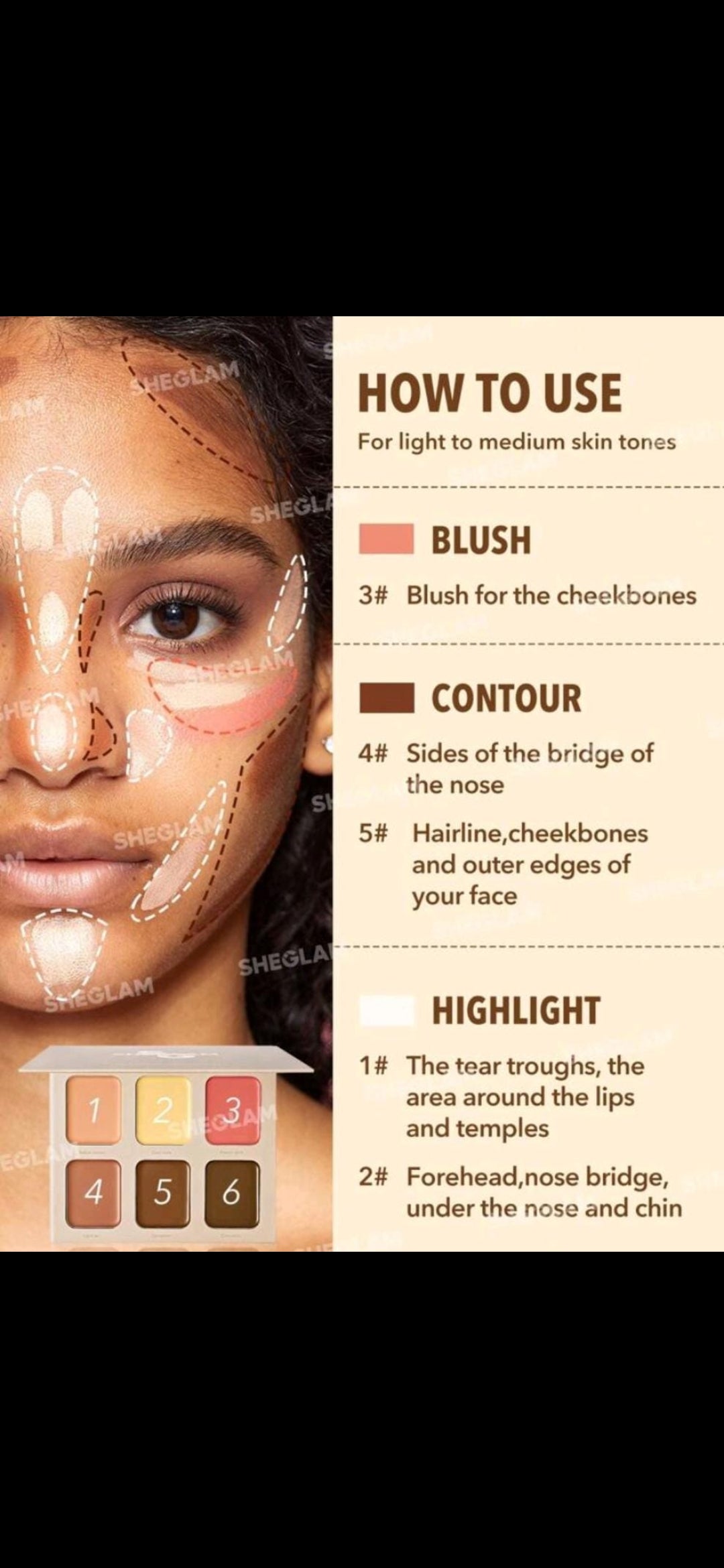 Sheglam Stereo Face Six Cream Contour Palette