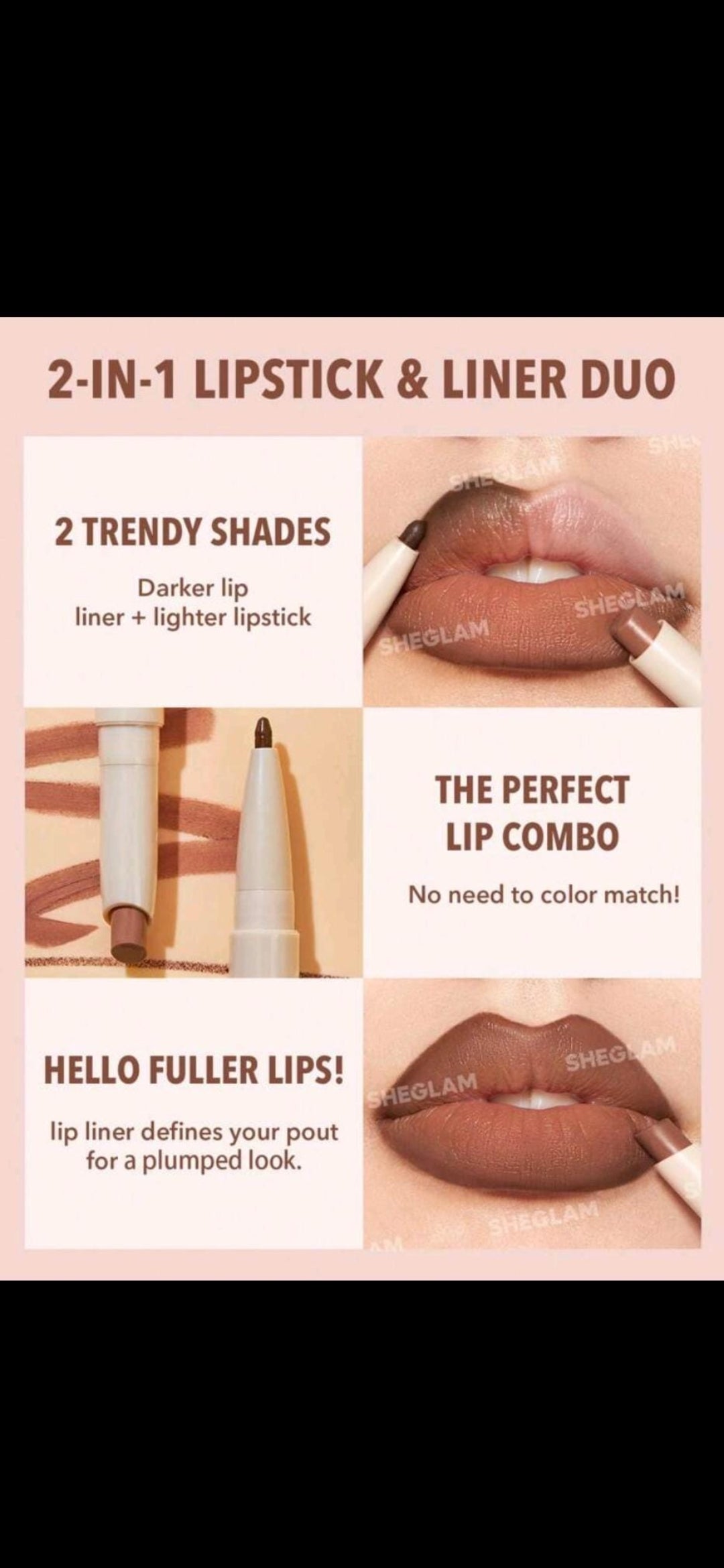 Sheglam Lipstick and Liner Duo
